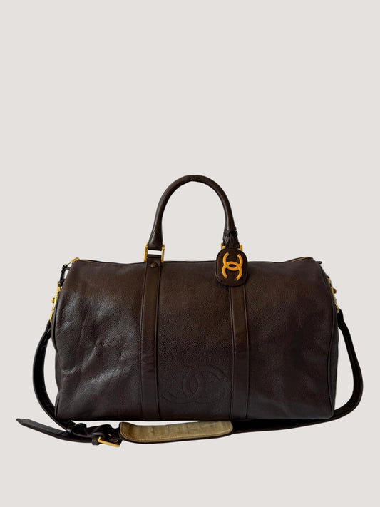 Vintage Chanel Brown Caviar Boston Bag