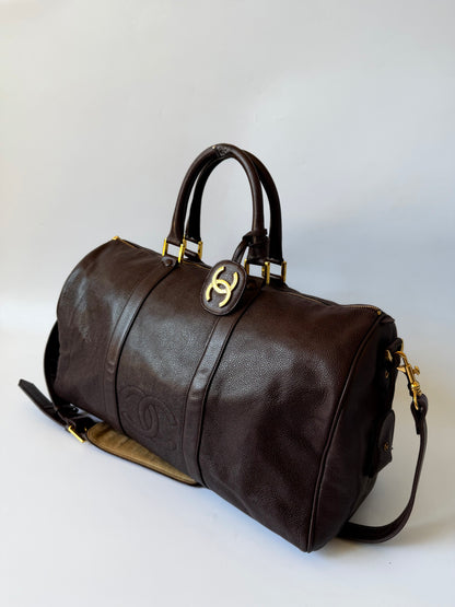 Vintage Chanel Brown Caviar Boston Bag