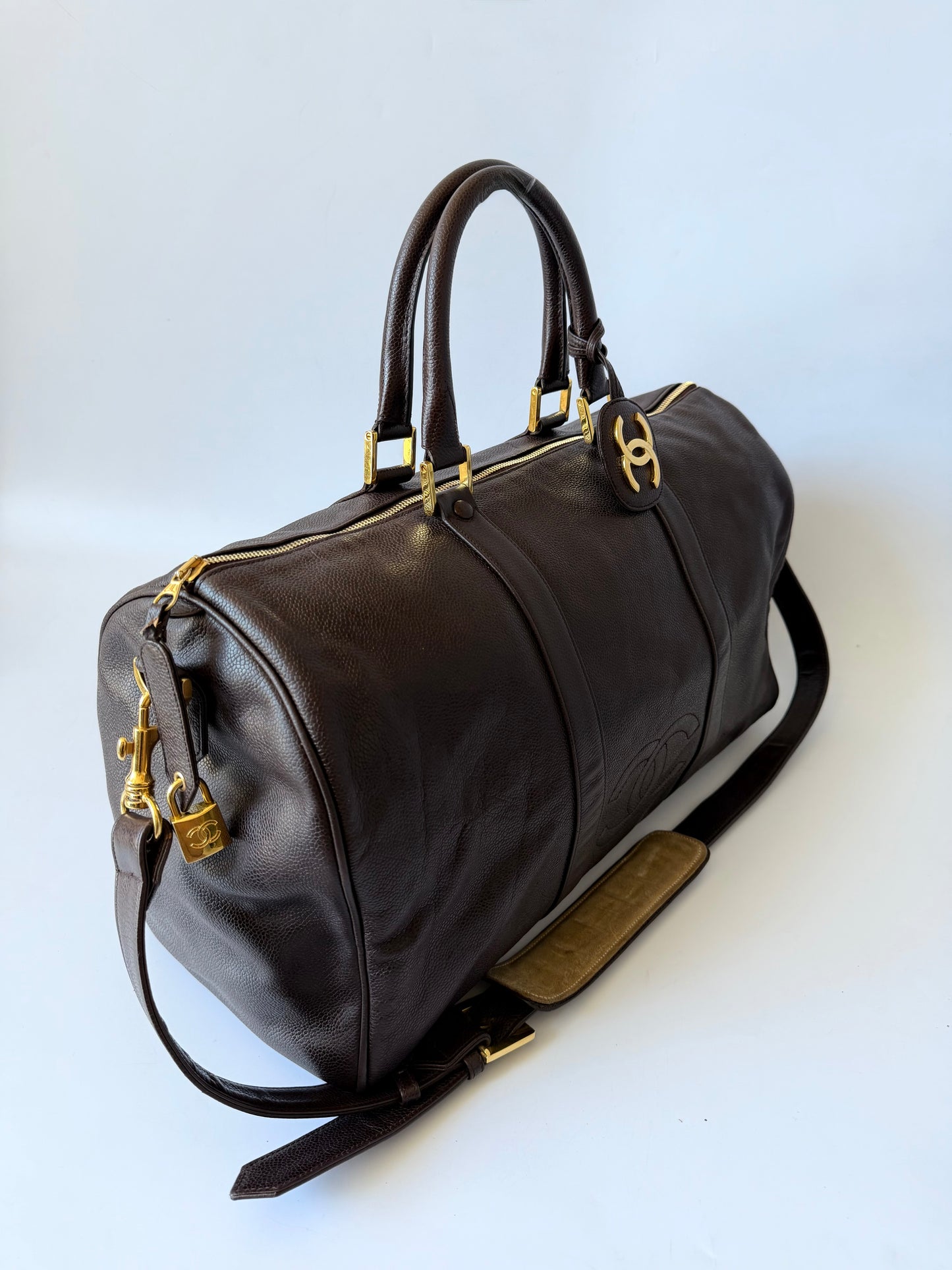 Vintage Chanel Brown Caviar Boston Bag