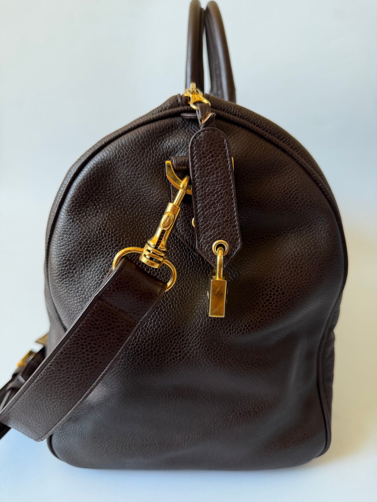 Vintage Chanel Brown Caviar Boston Bag