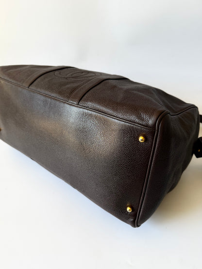 Vintage Chanel Brown Caviar Boston Bag