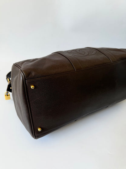 Vintage Chanel Brown Caviar Boston Bag