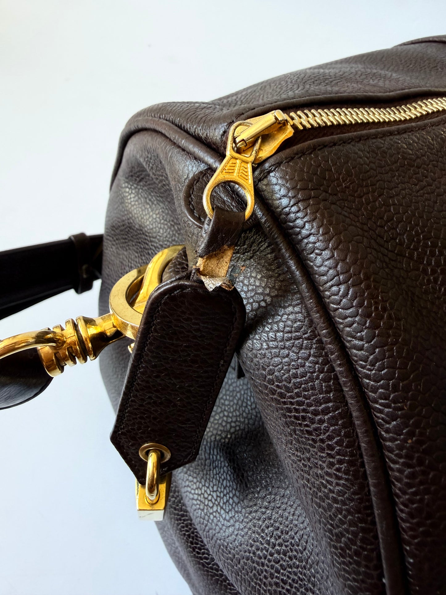 Vintage Chanel Brown Caviar Boston Bag
