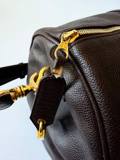Vintage Chanel Brown Caviar Boston Bag