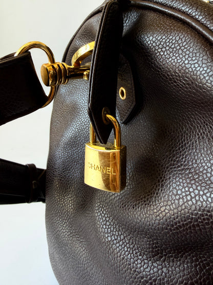 Vintage Chanel Brown Caviar Boston Bag