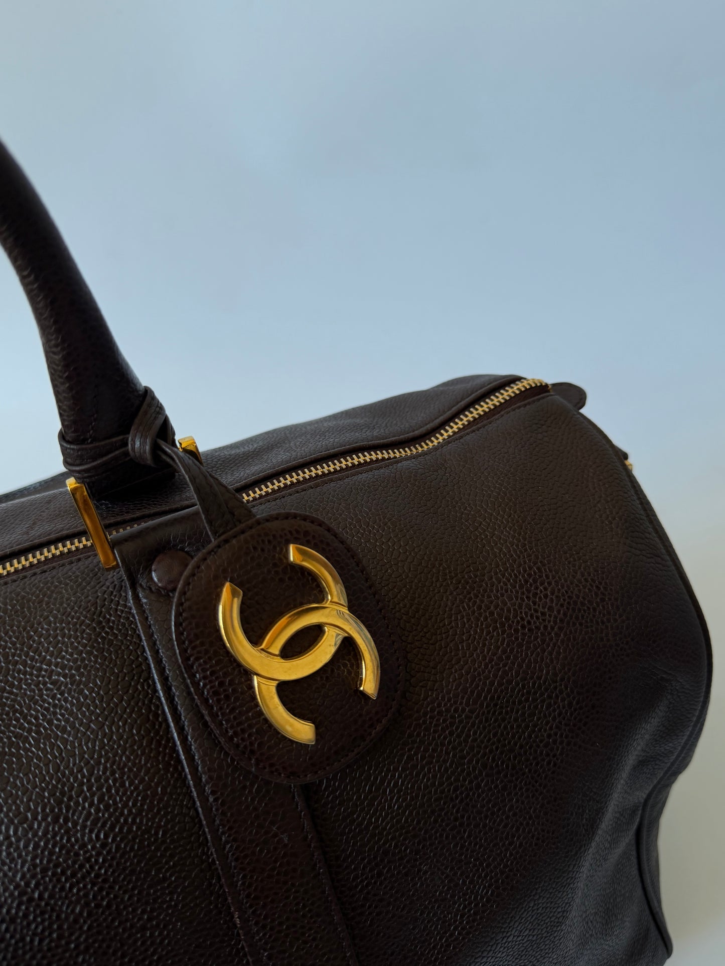 Vintage Chanel Brown Caviar Boston Bag