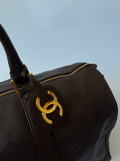 Vintage Chanel Brown Caviar Boston Bag