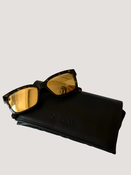 Chanel Acetate Square Sunglasses in Tortoise