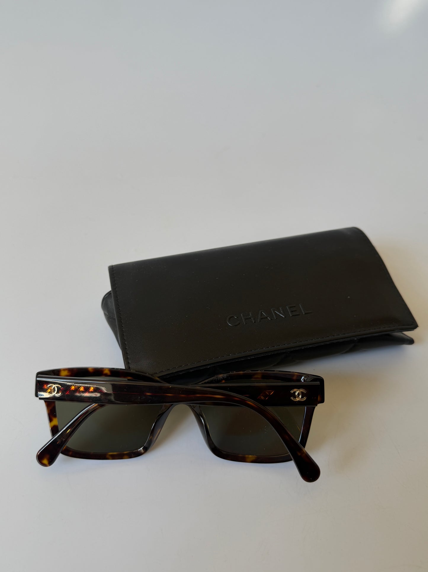 Chanel Acetate Square Sunglasses in Tortoise