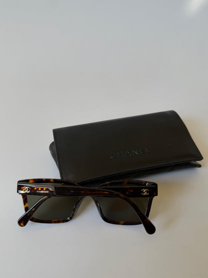 Chanel Acetate Square Sunglasses in Tortoise