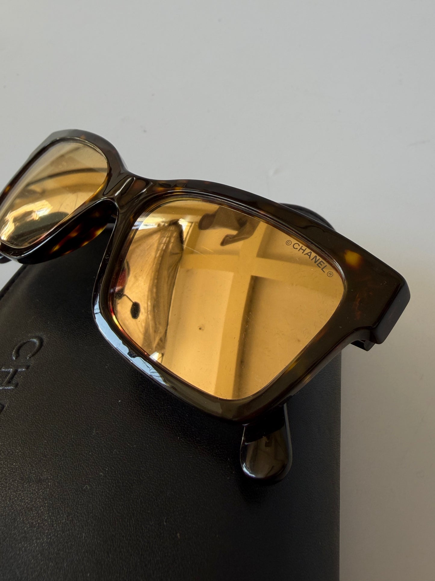 Chanel Acetate Square Sunglasses in Tortoise
