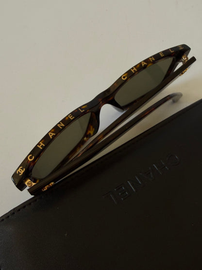 Chanel Acetate Square Sunglasses in Tortoise