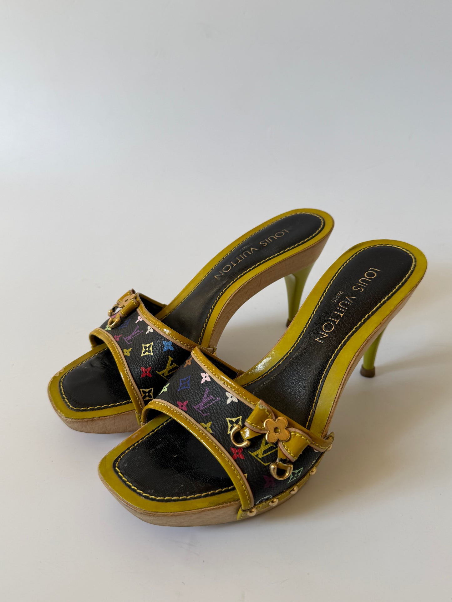 Louis Vuitton 2000's Takashi Murakami Monogram Wooden Heels