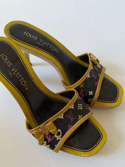 Louis Vuitton 2000's Takashi Murakami Monogram Wooden Heels