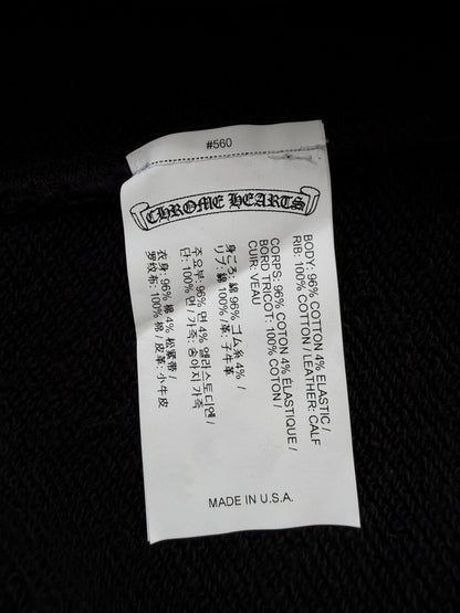 Chrome Hearts Black Leather Cross Patch Zip Up Hoodie