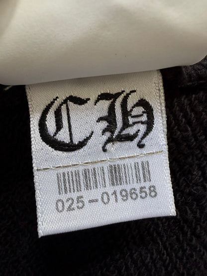 Chrome Hearts Black Leather Cross Patch Zip Up Hoodie