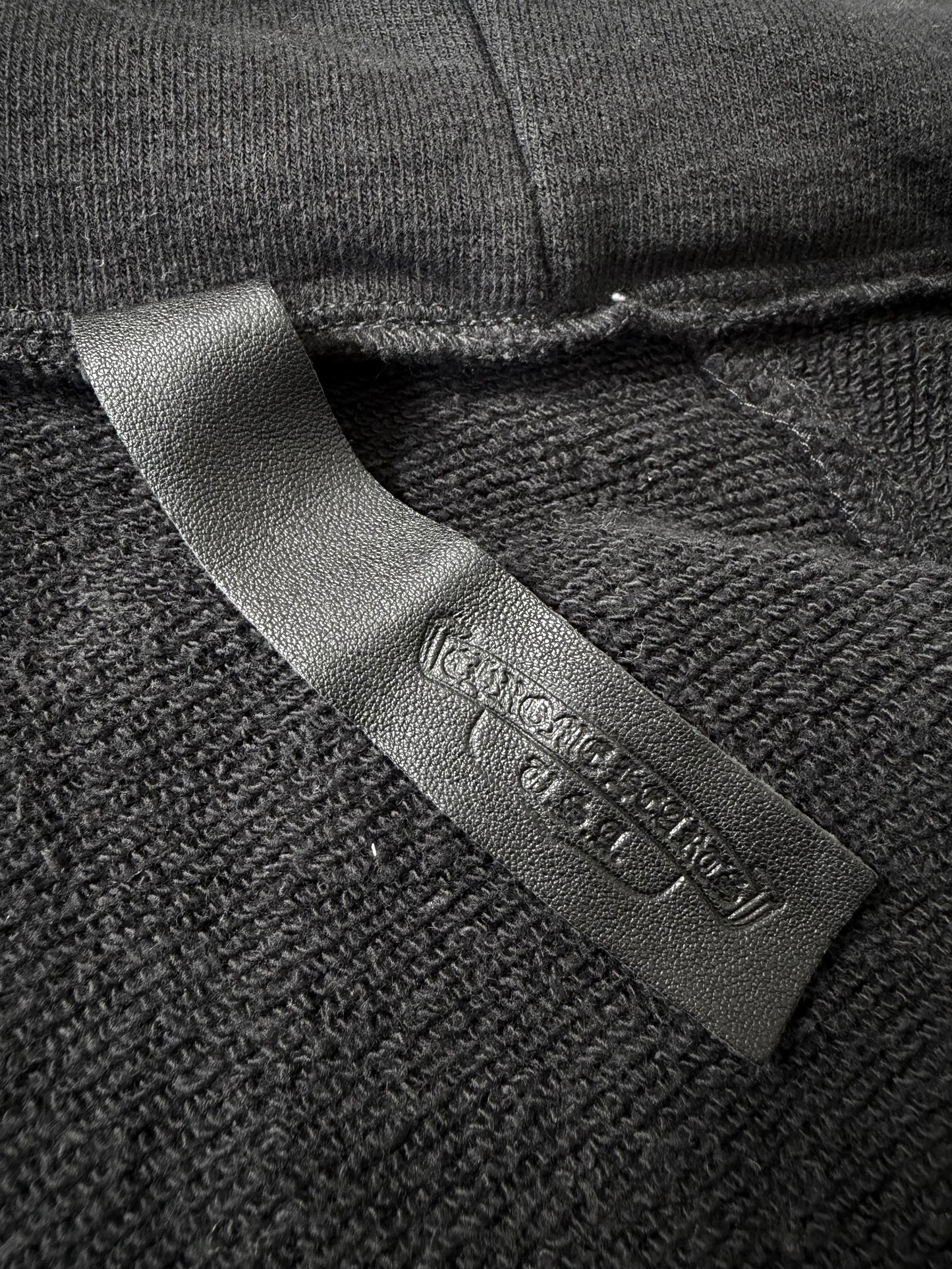 Chrome Hearts Black Leather Cross Patch Zip Up Hoodie