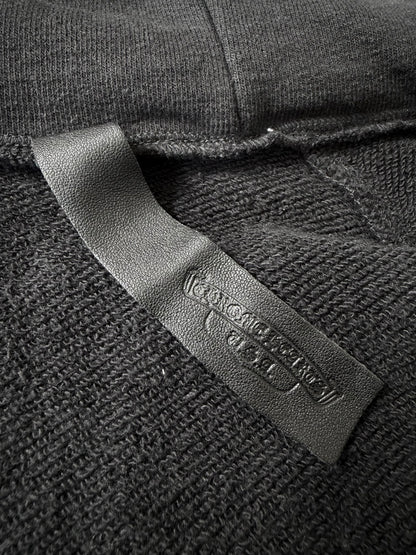Chrome Hearts Black Leather Cross Patch Zip Up Hoodie