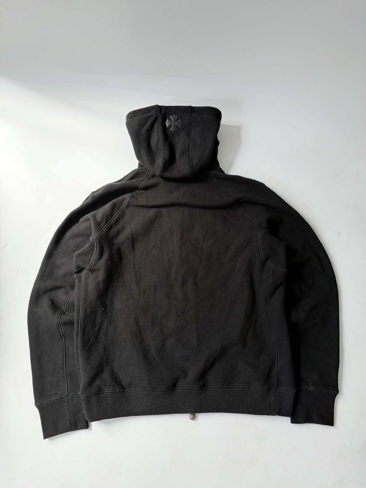 Chrome Hearts Black Leather Cross Patch Zip Up Hoodie