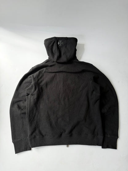 Chrome Hearts Black Leather Cross Patch Zip Up Hoodie