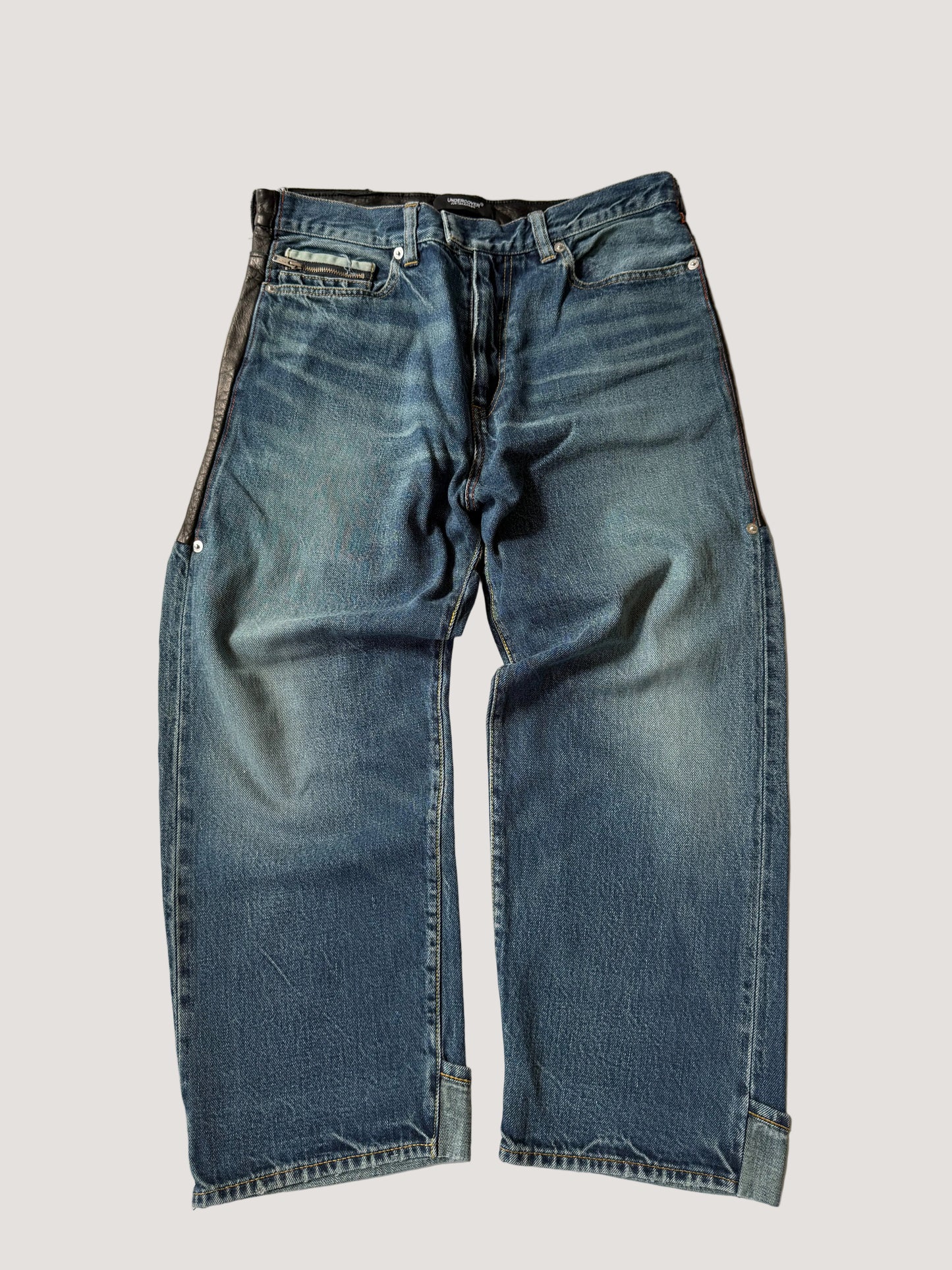 Undercover Switching Leather Denim Pants
