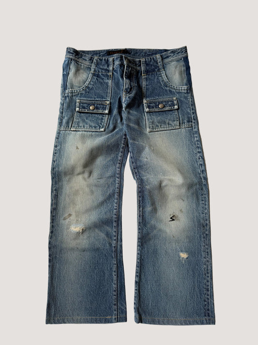 Undercover SS20006 T Chuuut Painted Denim Cargo Pants