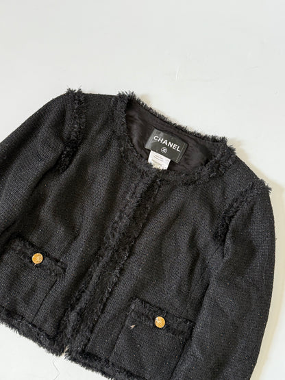 Chanel 2011 Cruise Collection Black Tweed Cropped Jacket