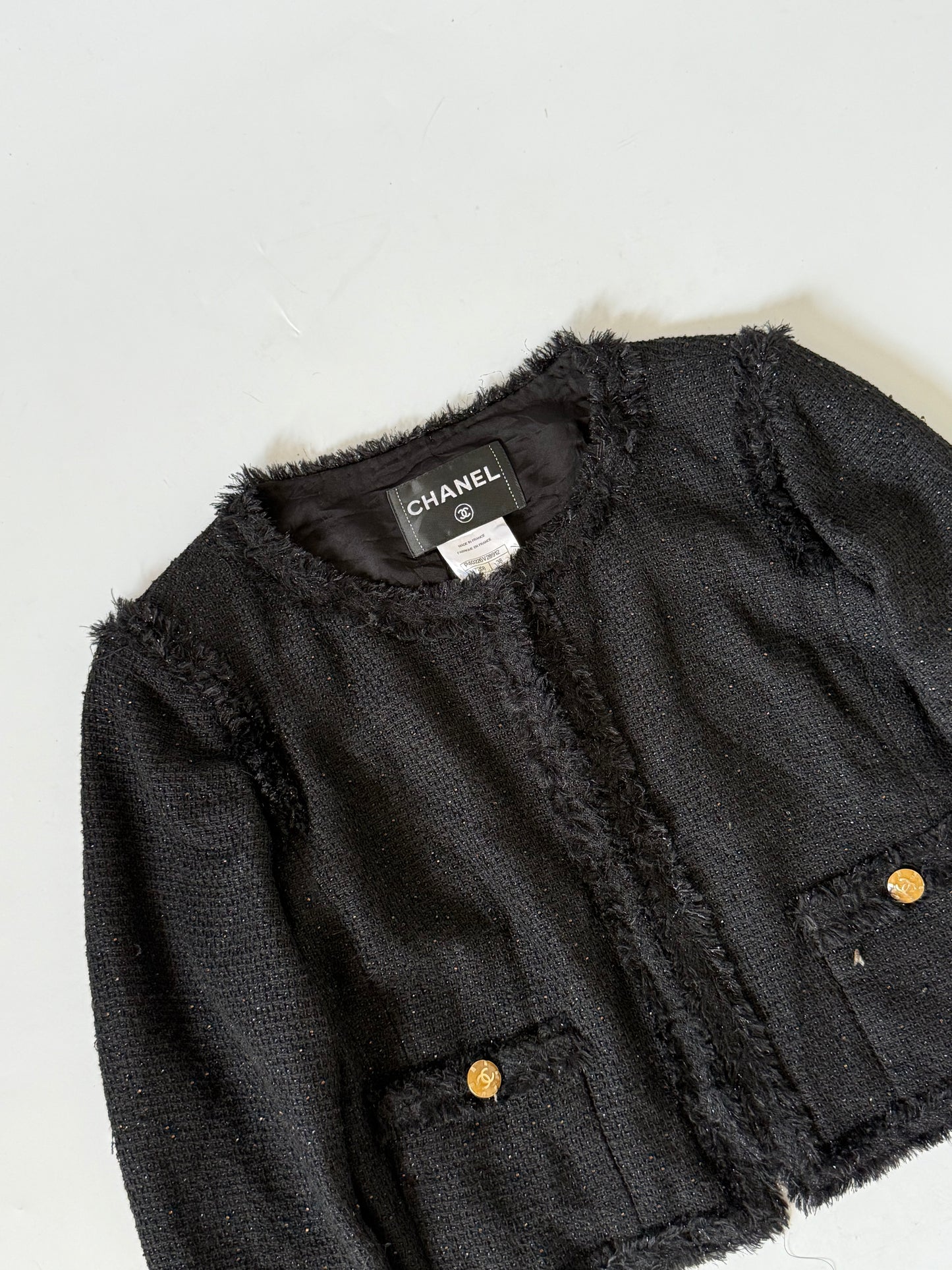 Chanel 2011 Cruise Collection Black Tweed Cropped Jacket
