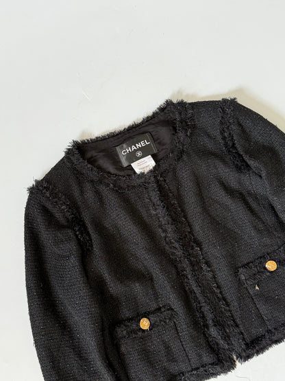 Chanel 2011 Cruise Collection Black Tweed Cropped Jacket