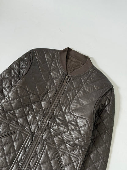 Gucci Archive Brown Reversible Quilted Leather Jacket Suede