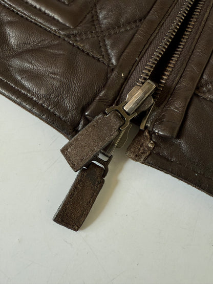 Gucci Archive Brown Reversible Quilted Leather Jacket Suede
