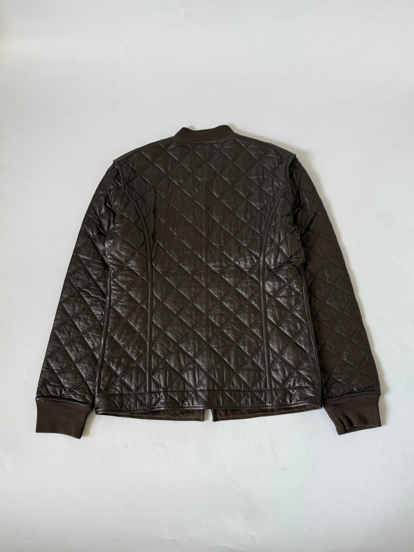 Gucci Archive Brown Reversible Quilted Leather Jacket Suede