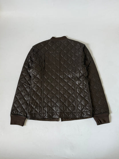 Gucci Archive Brown Reversible Quilted Leather Jacket Suede