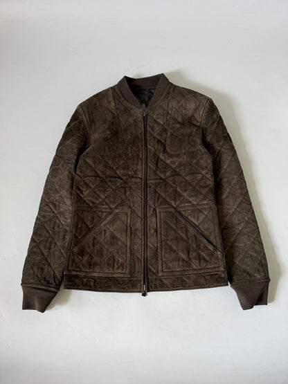 Gucci Archive Brown Reversible Quilted Leather Jacket Suede