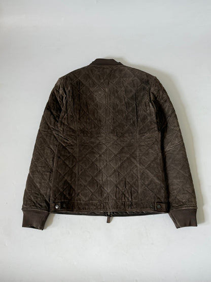 Gucci Archive Brown Reversible Quilted Leather Jacket Suede