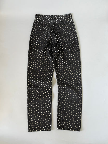 Balenciaga Black Denim Pants Silver Studded Embellishments