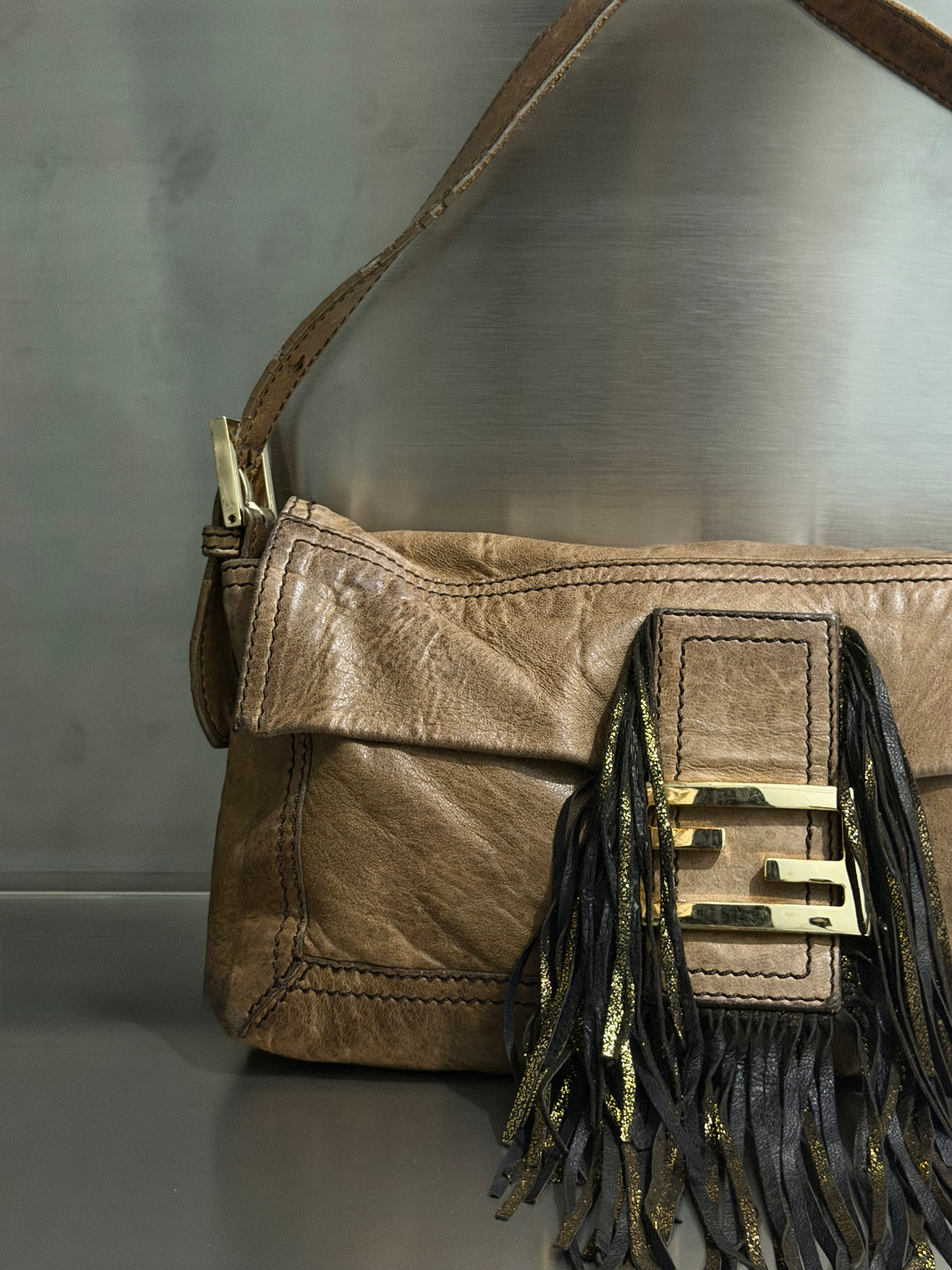 Fendi FF Fringe Baguette Bag