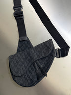Christian Dior Black Oblique Mens Saddle Bag