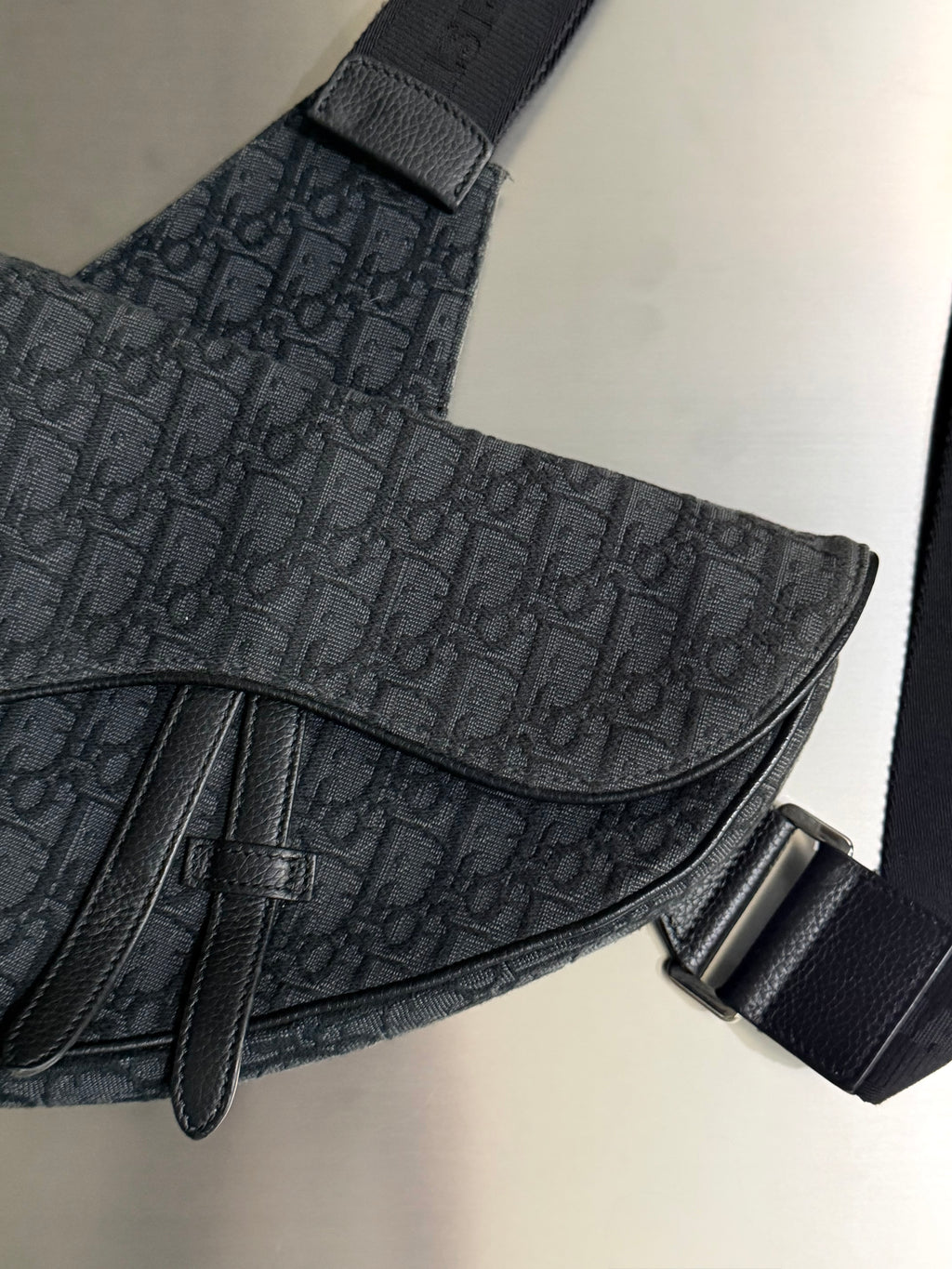 Christian Dior Black Oblique Mens Saddle Bag