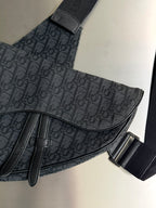 Christian Dior Black Oblique Mens Saddle Bag