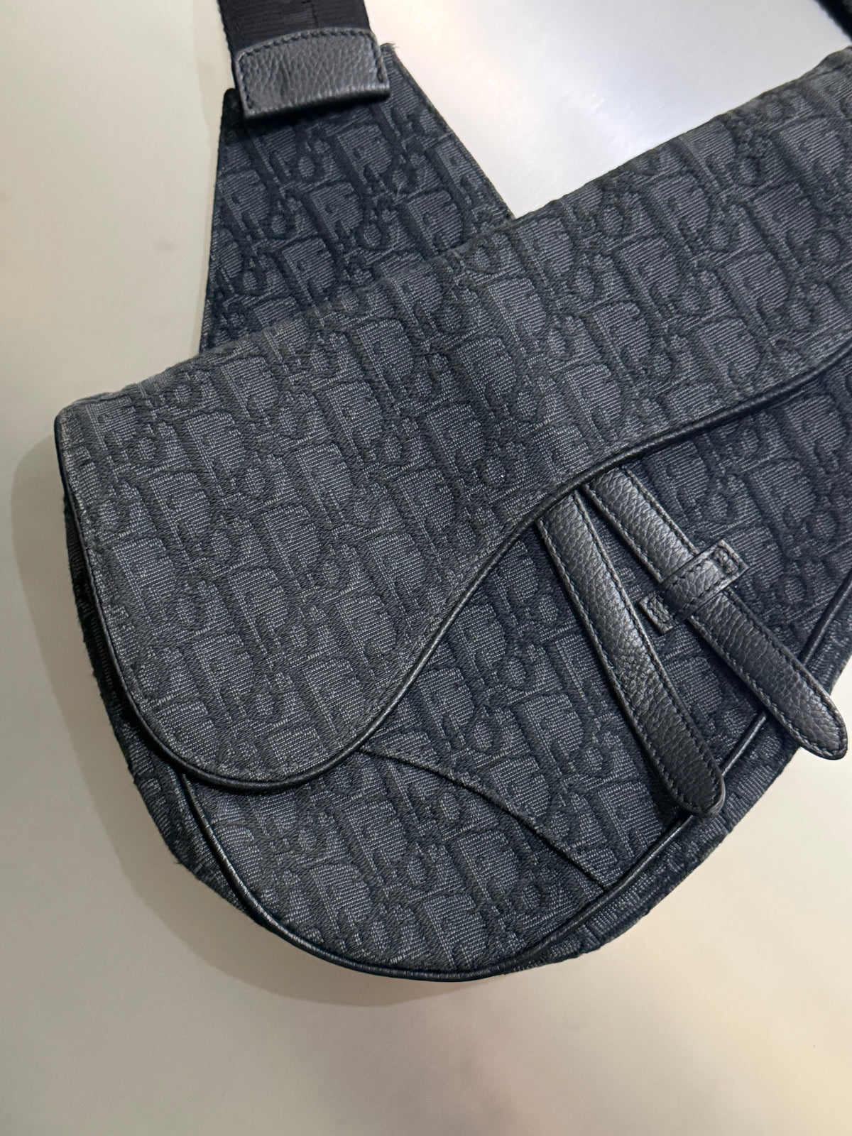 Christian Dior Black Oblique Mens Saddle Bag
