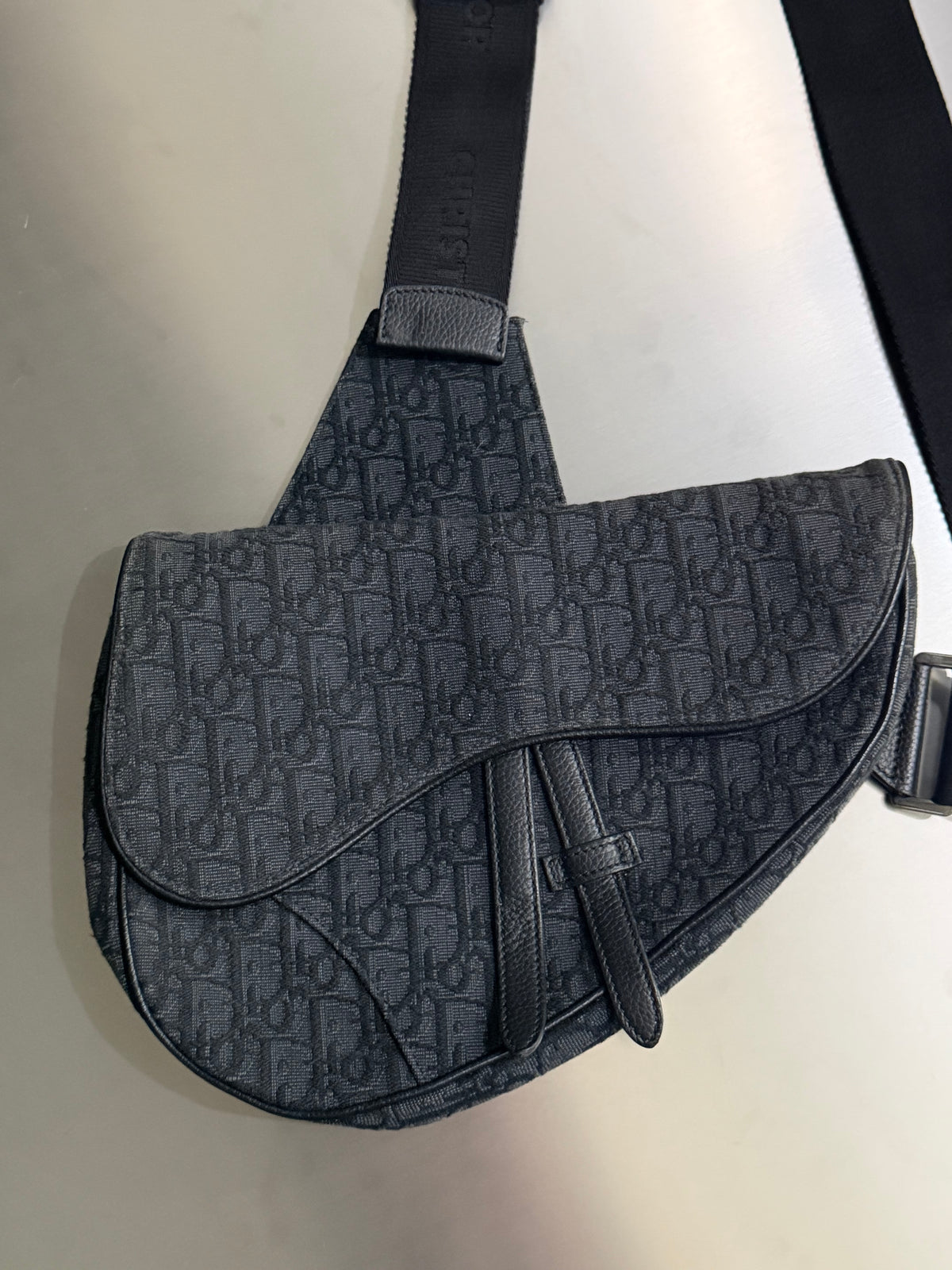Christian Dior Black Oblique Mens Saddle Bag