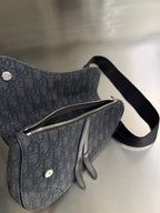 Christian Dior Black Oblique Mens Saddle Bag