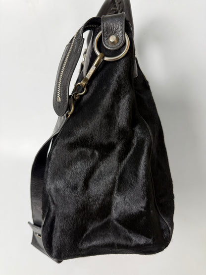 Balenciaga Vélo Black Pony Hair Classic Silver Hardware City