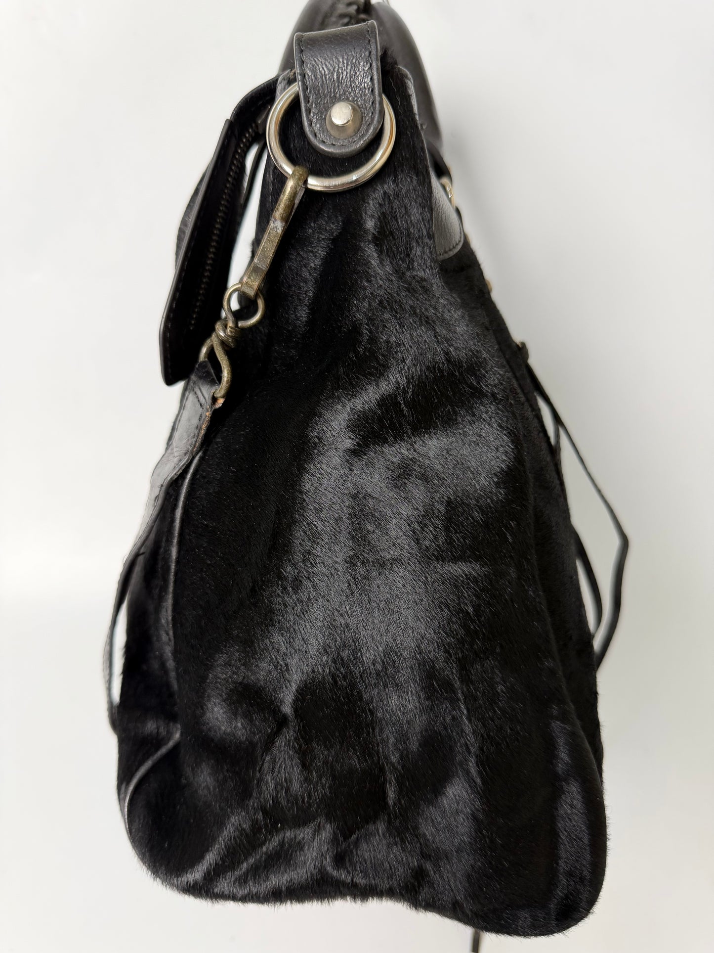 Balenciaga Vélo Black Pony Hair Classic Silver Hardware City