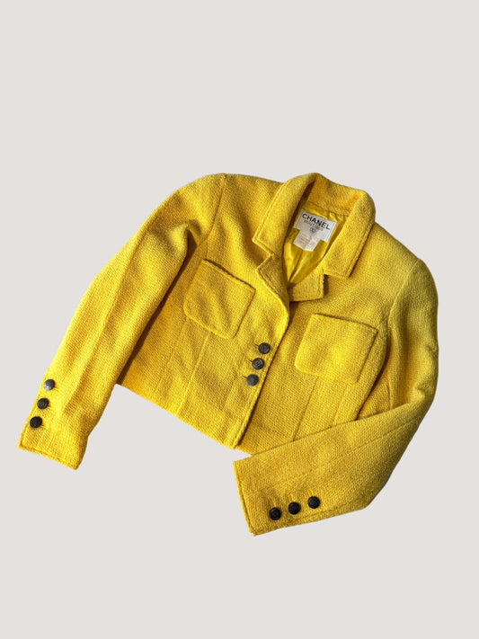 Vintage Chanel Boutique 1997 Canary Yellow Tweed
