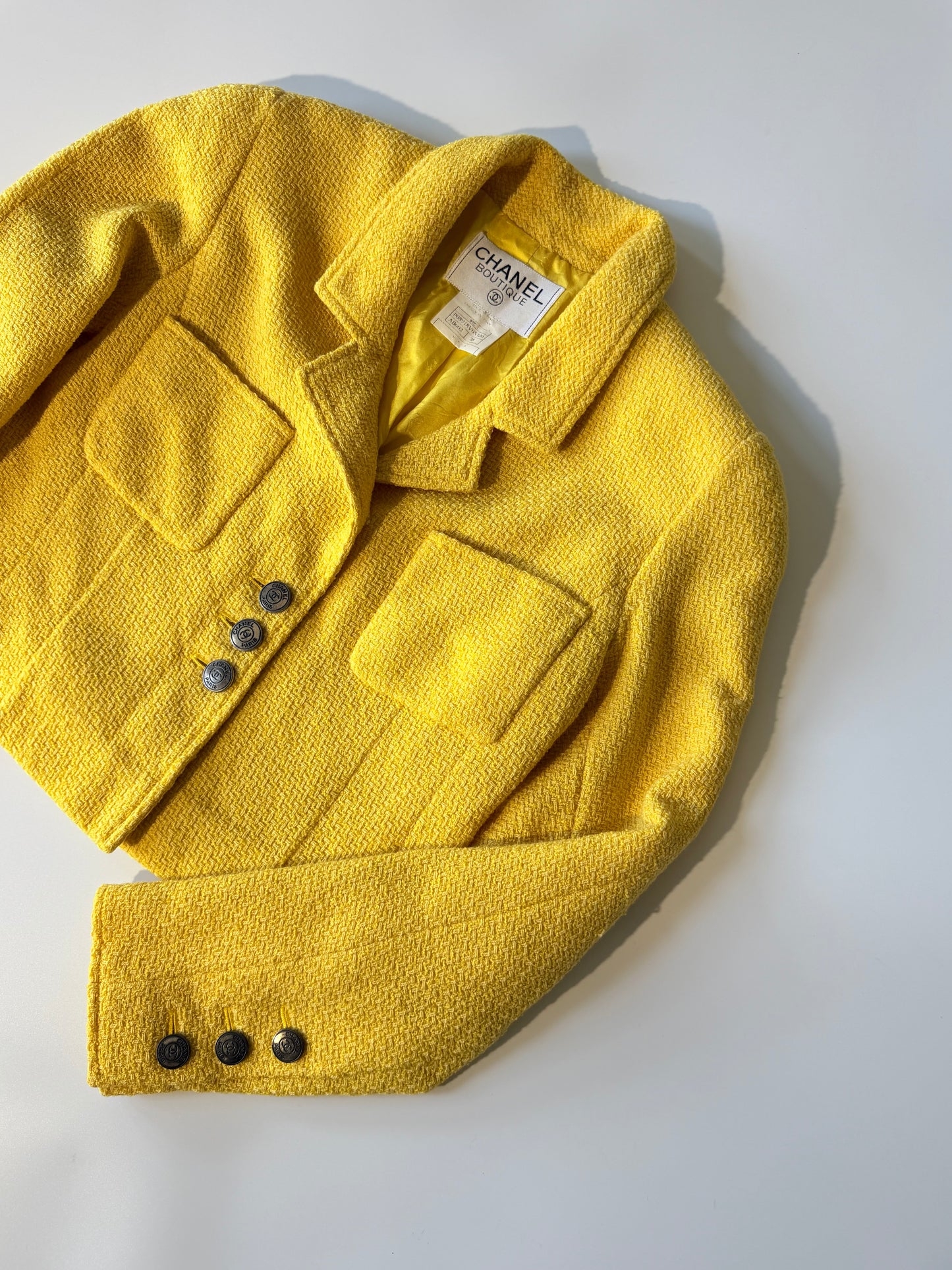 Vintage Chanel Boutique 1997 Canary Yellow Tweed