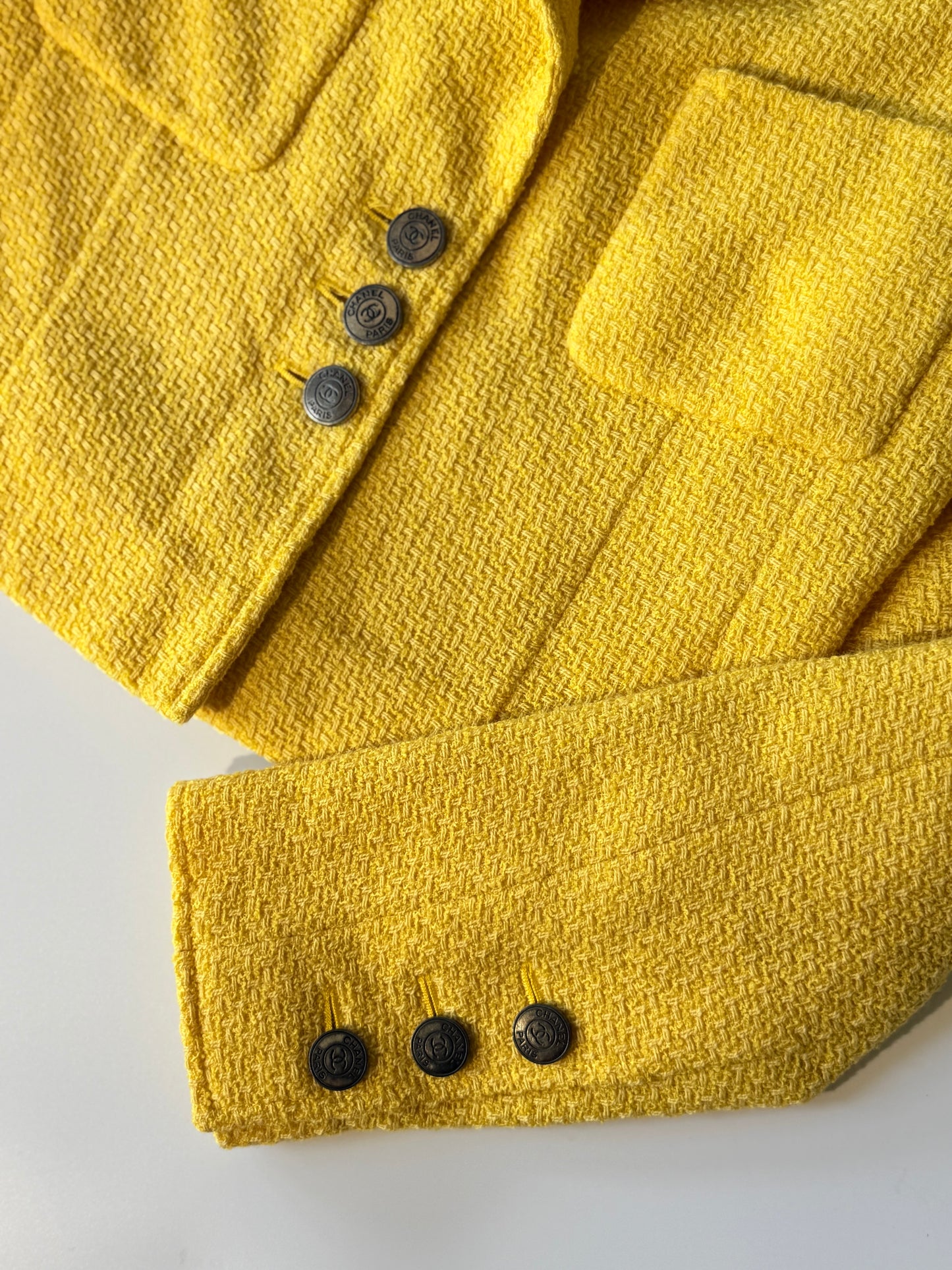 Vintage Chanel Boutique 1997 Canary Yellow Tweed