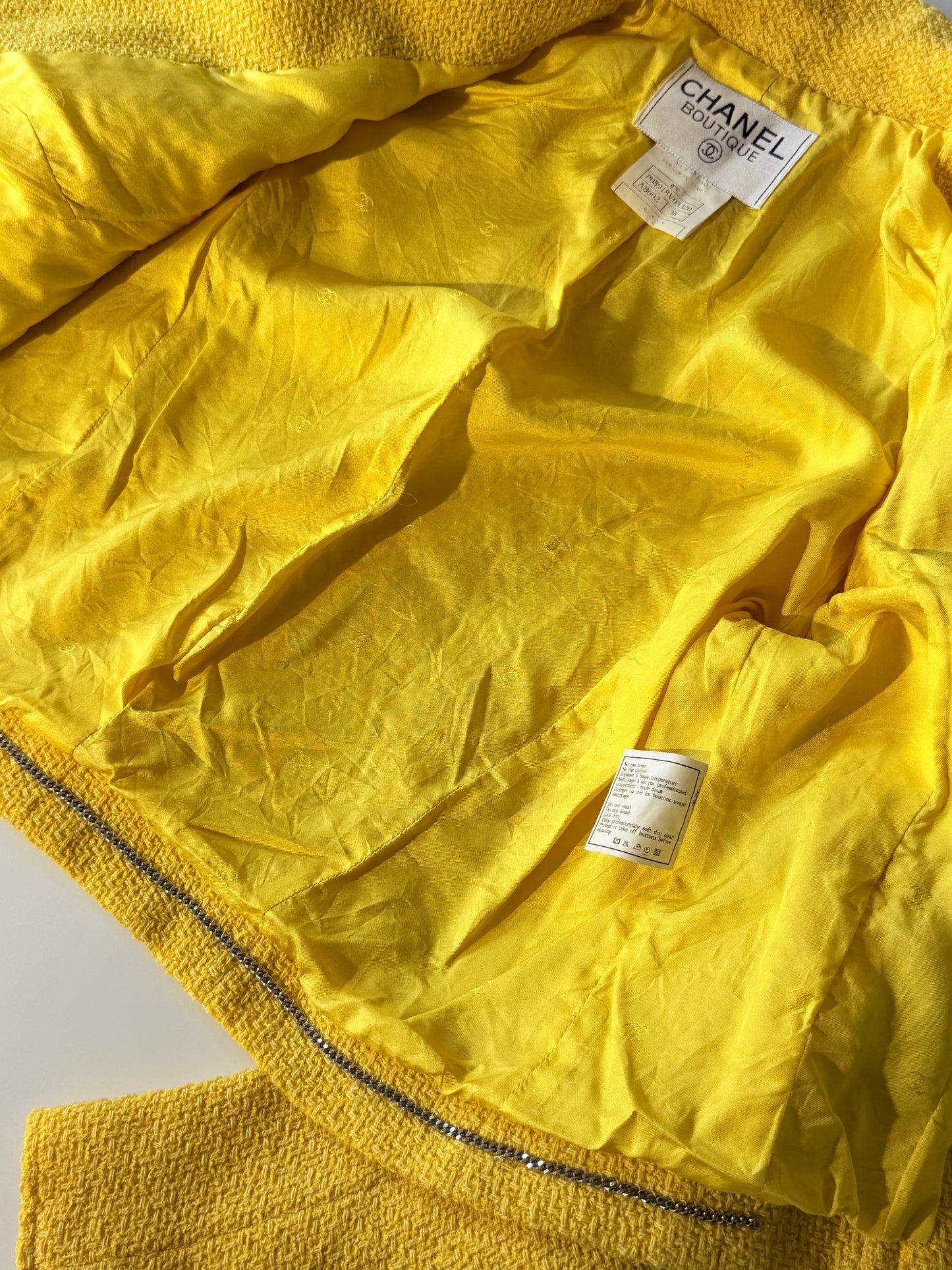 Vintage Chanel Boutique 1997 Canary Yellow Tweed