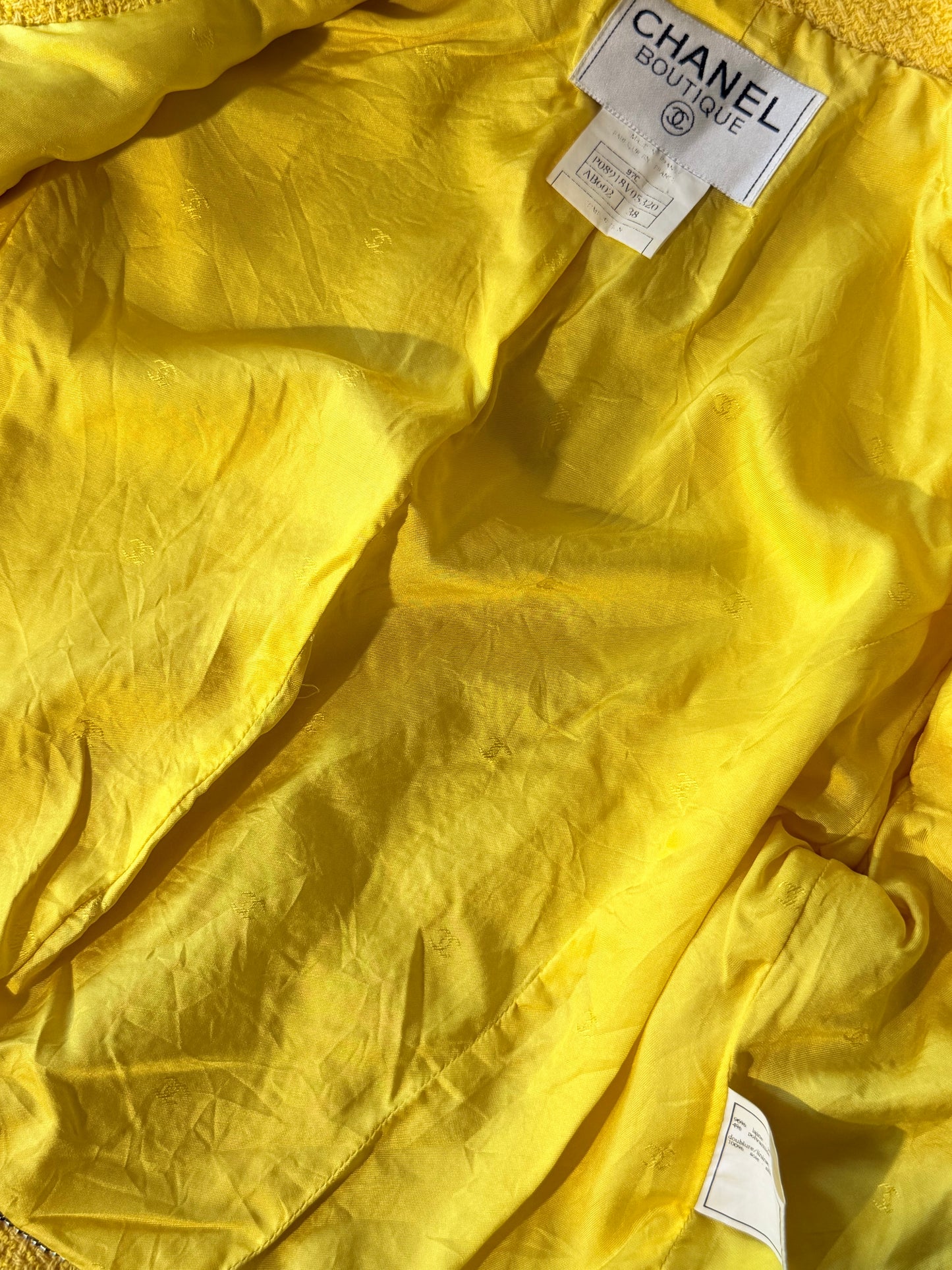 Vintage Chanel Boutique 1997 Canary Yellow Tweed